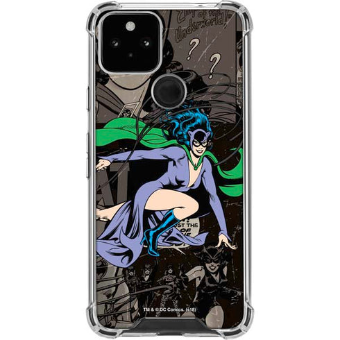 DC Comics Catwoman Vintage Action Pose Pattern Google Pixel 5 Clear Case